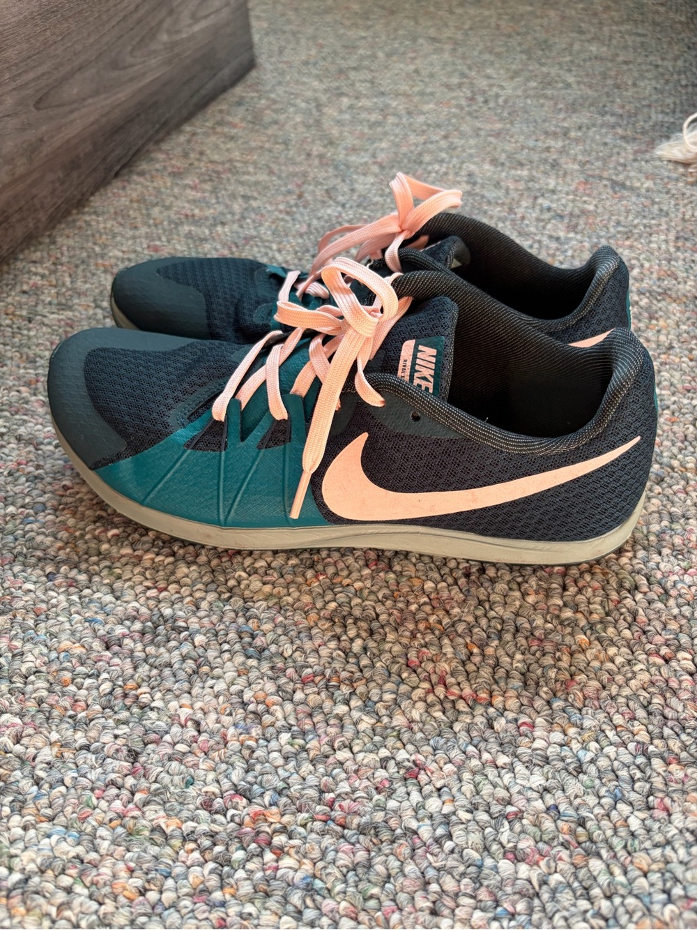 Nike Zoom Rival XC cross-country running spikes, women's, dark teal and Pink
